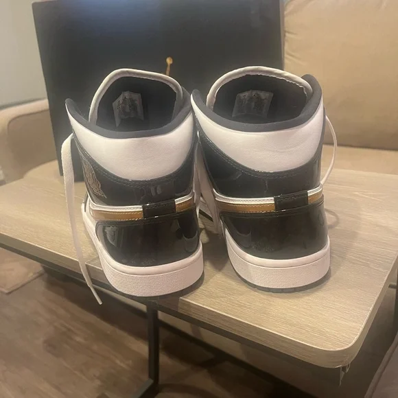 Jordan Men's Black and Gold Sneakers - Picture 3 of 5